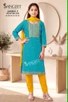 Jaanvi Vol 2 By Sangeet Vichitra Blooming Silk Kids Girls Wear Kurti Set